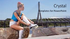  Presentation with socks - Audience pleasing slide deck consisting of highroller - beautiful young blond woman backdrop and a light blue colored foreground