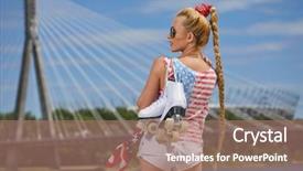  Presentation with young child brain development - Theme consisting of highroller - beautiful young blond woman background and a coral colored foreground