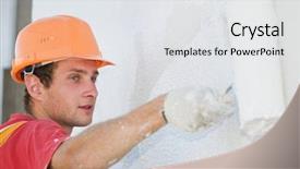  Presentation with high rise building - Audience pleasing PPT layouts consisting of highroller - builder worker painting facade backdrop and a white colored foreground