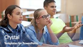  Presentation with friends - Slide deck enhanced with highschool - classmate friends in classroom background and a ocean colored foreground