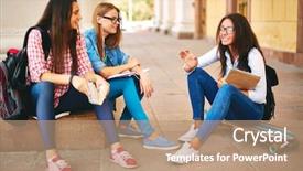  Presentation with highschool - PPT theme having highschool - conversation of students background and a coral colored foreground