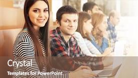  Presentation with diverse elementary students in classroom - Slide deck having highschool - group of students sitting background and a tawny brown colored foreground