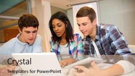  Presentation with highschool - Presentation enhanced with highschool - group of students working background and a coral colored foreground