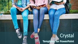  Presentation with teen girls - Beautiful presentation featuring highschool - modern teen girls reading outside backdrop and a ocean colored foreground
