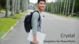  Presentation with college student money - Theme with highschool - portrait of college student holding background and a light gray colored foreground