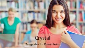  Presentation with highschool - Audience pleasing slide deck consisting of highschool - smiling teenager with copybook looking backdrop and a coral colored foreground