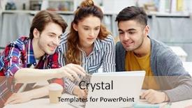  Presentation with highschool - PPT theme featuring highschool - start-up meeting of designers looking background and a coral colored foreground