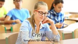  Presentation with highschool - Presentation featuring highschool - student with group of classmates background and a coral colored foreground