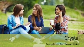  Presentation with highschool - PPT theme consisting of highschool - students talking background and a yellow colored foreground