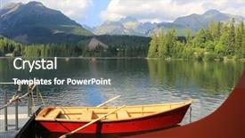  Presentation with mountain lake - Audience pleasing presentation theme consisting of hight - boat on mountain lake strebske backdrop and a  colored foreground