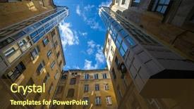  Presentation with shapes - Beautiful slide deck featuring hight - courtyards court structure shapes backdrop and a tawny brown colored foreground