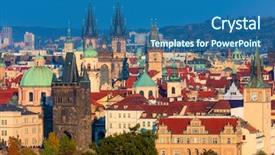  Presentation with prague - Cool new slides with hight - fantastic aerial view of prague backdrop and a ocean colored foreground