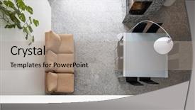  Presentation with living above - Presentation theme consisting of hight - living room with table chairs background and a light gray colored foreground