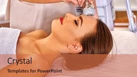  Presentation with face wash woman washing up - Audience pleasing PPT layouts consisting of hight - young woman receiving electroporation facial backdrop and a red colored foreground