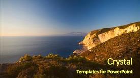  Presentation with greece blue - PPT layouts consisting of hight cliffs and blue water background and a  colored foreground