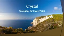  Presentation with blue water - Cool new presentation theme with hight cliffs and blue water backdrop and a  colored foreground