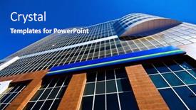  Presentation with blue sky - Beautiful presentation theme featuring hight-office-building-over-blue backdrop and a teal colored foreground