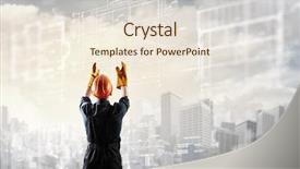  Presentation with interface - PPT layouts having hightech - builder man using media interface background and a lemonade colored foreground