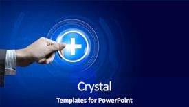  Presentation with of a helping hand - Beautiful PPT theme featuring hightech - hand pressing plus sign icon backdrop and a black colored foreground