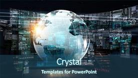  Presentation with media - Colorful PPT theme enhanced with hightech - integration of new technologies mixed backdrop and a ocean colored foreground