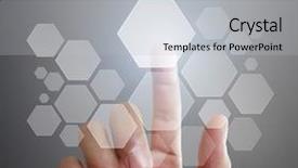  Presentation with touch screen - Beautiful PPT layouts featuring hightech - man hand pushing on touch backdrop and a light gray colored foreground
