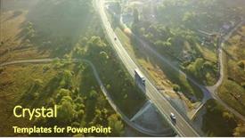  Presentation with semi truck - Audience pleasing slide set consisting of highway - aerial top view of white backdrop and a tawny brown colored foreground