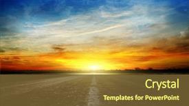  Presentation with lightning - Slide set consisting of highway - along the road sunset background and a tawny brown colored foreground
