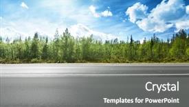  Presentation with forest road - Theme featuring highway - asphalt road and forest background and a gray colored foreground