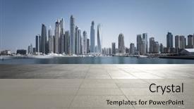  Presentation with columns ancient roman road city - Cool new presentation design with highway - asphalt road in morden city backdrop and a light gray colored foreground