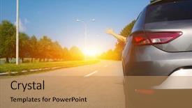  Presentation with asphalt road - Theme featuring highway - car on asphalt road background and a coral colored foreground