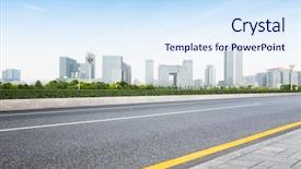  Presentation with asphalt - Beautiful presentation theme featuring highway - cityscape and skyline of nanjing backdrop and a sky blue colored foreground
