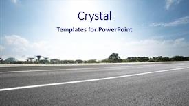 Presentation with sunny sky - Colorful presentation theme enhanced with highway - empty road near park backdrop and a sky blue colored foreground