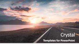  Presentation with highway - Slides consisting of highway - lake and road at sunset background and a dark gray colored foreground