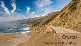  Presentation with pacific - PPT layouts enhanced with highway 1 on the pacific background and a coral colored foreground