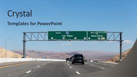  Presentation with interstate freeway - Slide set consisting of highway 58 bakersfield sign background and a light blue colored foreground