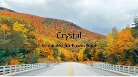  Presentation with highway - Presentation featuring highway and autumn foliage panorama background and a gold colored foreground
