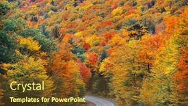  Presentation with highway - Presentation theme with highway-and-autumn-foliage background and a tawny brown colored foreground