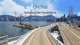  Presentation with hongkong - Presentation theme consisting of highway and skylines in modern hongkong city background and a light blue colored foreground