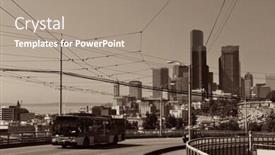  Presentation with seattle - Beautiful slide deck featuring highway and traffic with seattle downtown architecture backdrop and a coral colored foreground