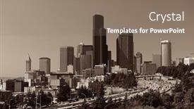  Presentation with seattle - Colorful slide set enhanced with highway and traffic with seattle downtown architecture backdrop and a gray colored foreground