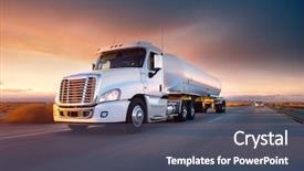  Presentation with truck - Slides having highway at sunset - transportation background and a dark gray colored foreground
