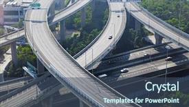  Presentation with hongkong - Colorful presentation design enhanced with highway bridge - aerial view of the city backdrop and a ocean colored foreground