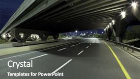  Presentation with freeway - PPT theme enhanced with highway bridge - empty freeway at night background and a dark gray colored foreground