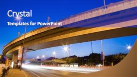  Presentation with way - PPT theme featuring highway bridge - express way at night time background and a royal blue colored foreground