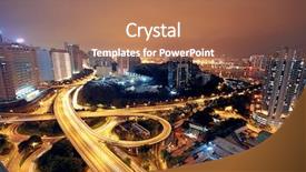  Presentation with city night - Beautiful theme featuring highway bridge - freeway in night with cars backdrop and a coral colored foreground