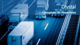  Presentation with trucks - Colorful presentation design enhanced with highway bridge - motion trucks on the freeway backdrop and a ocean colored foreground