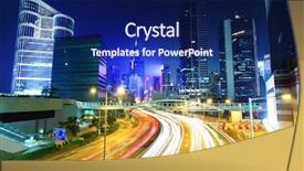  Presentation with traffic - Cool new theme with highway bridge - traffic at night backdrop and a navy blue colored foreground