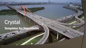  Presentation with landscape - Presentation theme with highway bridge - view and landscape of seoul background and a gray colored foreground