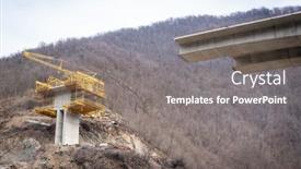  Presentation with highway construction - Theme with highway-bridge-connection-under-construction background and a gray colored foreground