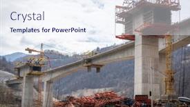  Presentation with highway construction - Audience pleasing theme consisting of highway-bridge-connection-under-construction backdrop and a sky blue colored foreground